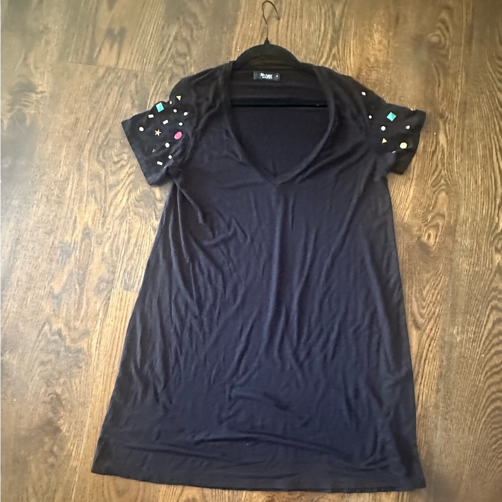 Michael Lauren Black Graphic Swim Coverup